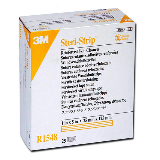 3M Steri-Strip Adhesive Skin Closures, 1" x 5", 25 Packs of 4 Strips