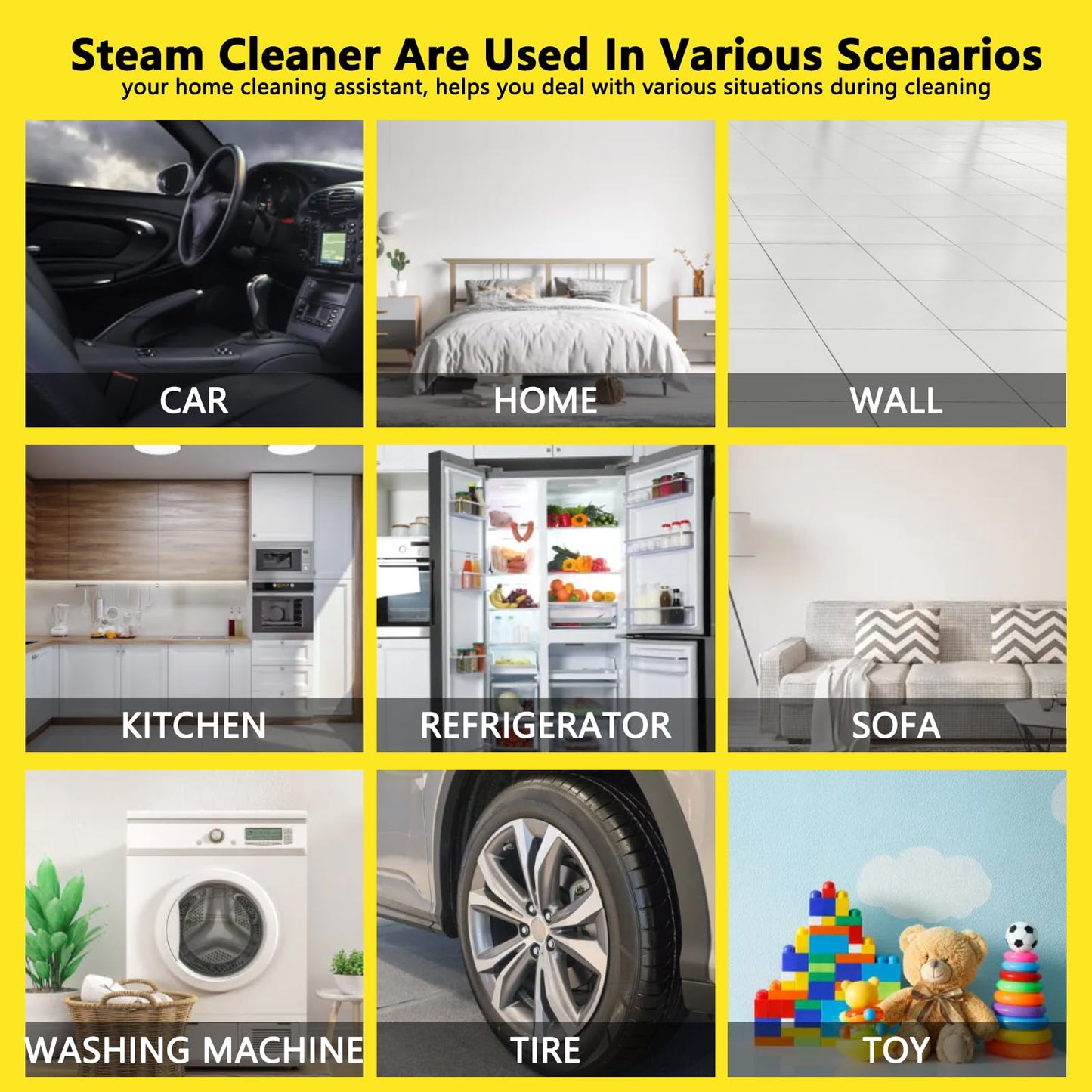 3 Level Adjustable Pressurized Handheld Steam Cleaner for Home, 10s Heat-Up Handheld Steamer for Cleaning, 1.6 Qt Tank Portable Steam Cleaner Handheld for Car,Grout,Tile,Couch,Floor