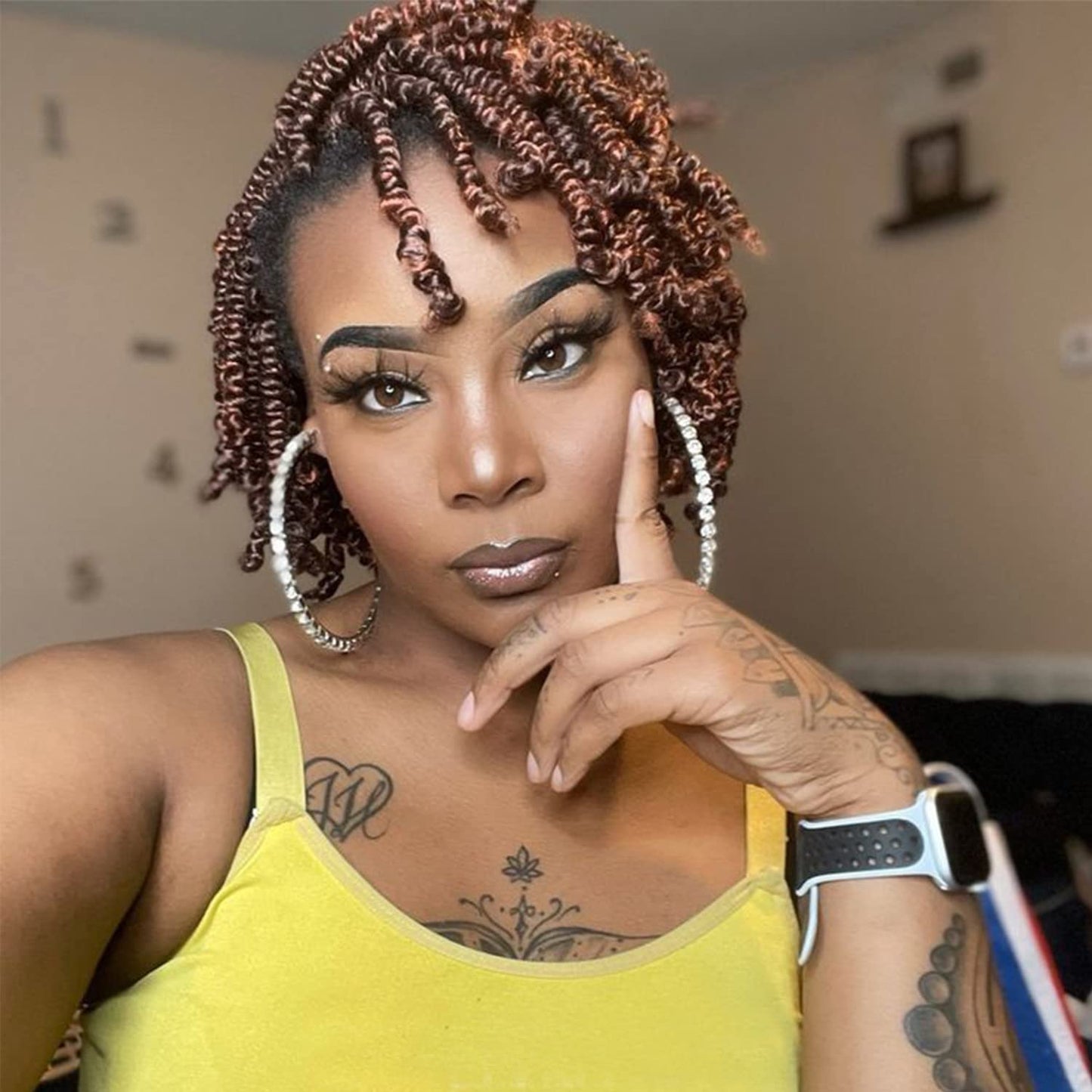 Lifabeauty 8 Packs Short Spring Twist Crochet Hair 4Inch Pretwisted Passion Twist Crochet Hair Curly Pre Looped Crochet Braids Hair Bomb Twist Kids Crochet Hair for Black Women (4 Inch, T30#)