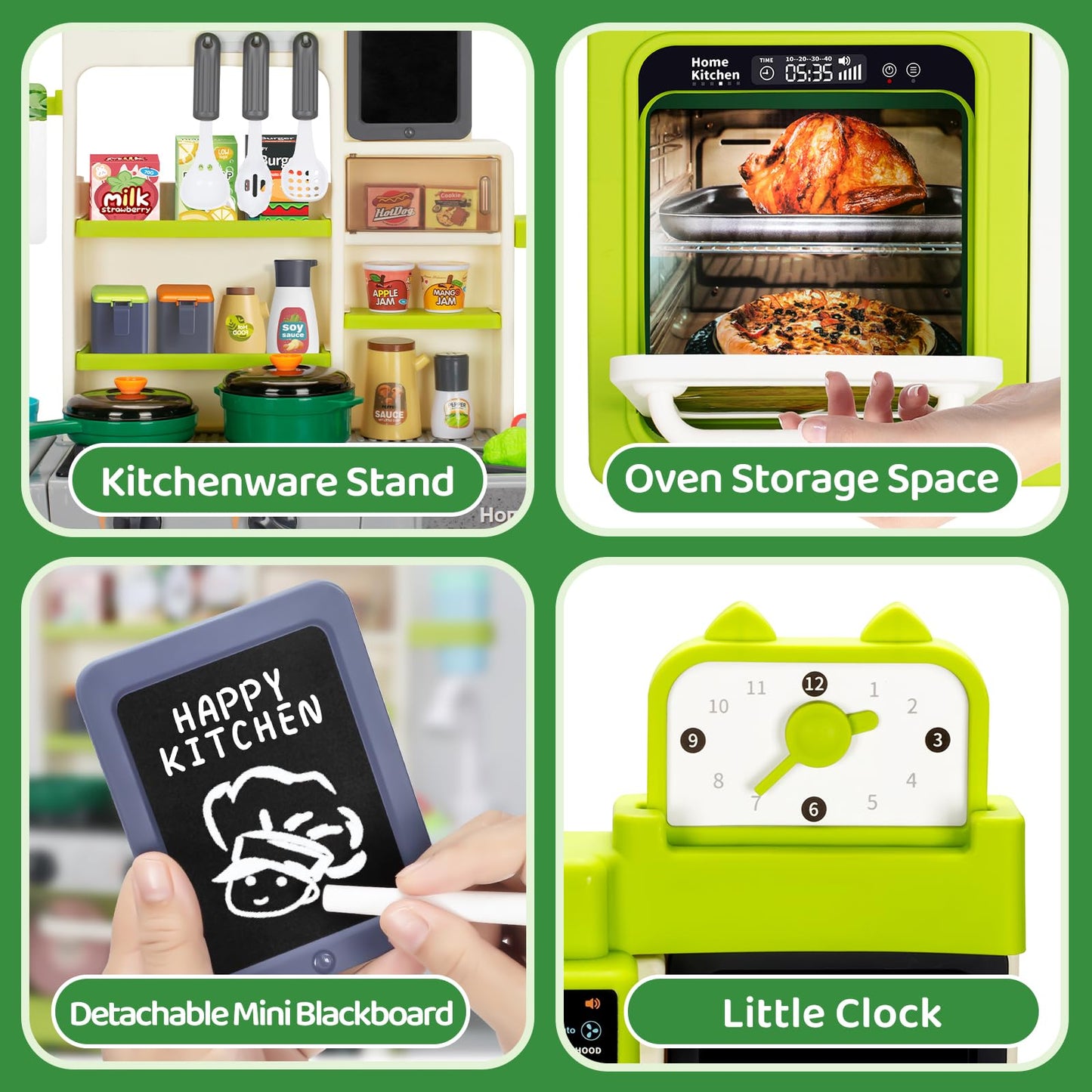 Kids Play Kitchen Set, Toddler Kitchen Playset with Sound & Light, Cooking Stove with Steam, Play Sink, Play Food Toy and Kitchen Accessories, Kitchen Toy for Kids Girls Boys 1-3