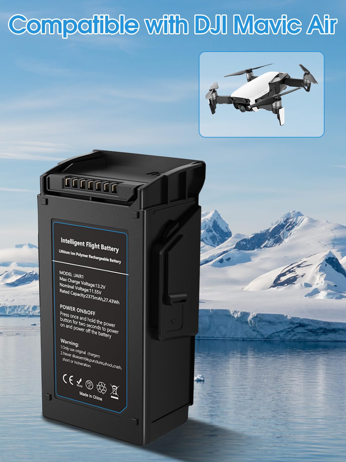 anegine Mavic Air Battery for DJI, 2375mAh Intelligent Flight Battery Compatible with DJI Mavic Air Drone, 21mins Max Flight Time