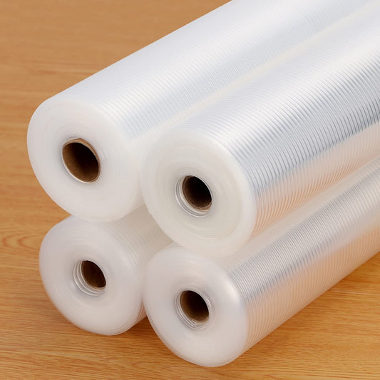 Anoak Shelf Liner Cabinet Liner, Non Adhesive Drawer Liner, Washable 12 Inch x 20 FT x 4Rolls Waterproof Durable Non-Slip Shelf Liner for Kitchen, Drawer, Refrigerator Stripe Clear