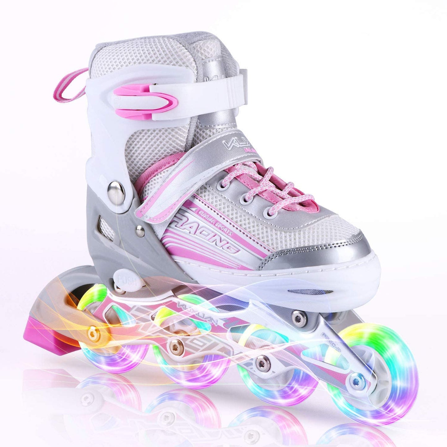 Kuxuan Inline Skates Adjustable for Kids,Girls Skates with All Wheels Light up,Fun Illuminating for Girls and Ladies