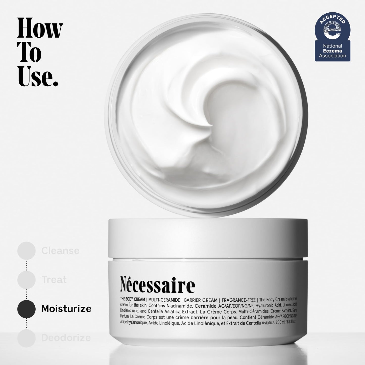 Nécessaire The Body Cream - Rich Barrier Repair With 5% Niacinamide, 5 Essential Ceramides + Hyaluronic Acid. Fragrance-Free. Non-Comedogenic. 200 ml / 6.8 fl oz
