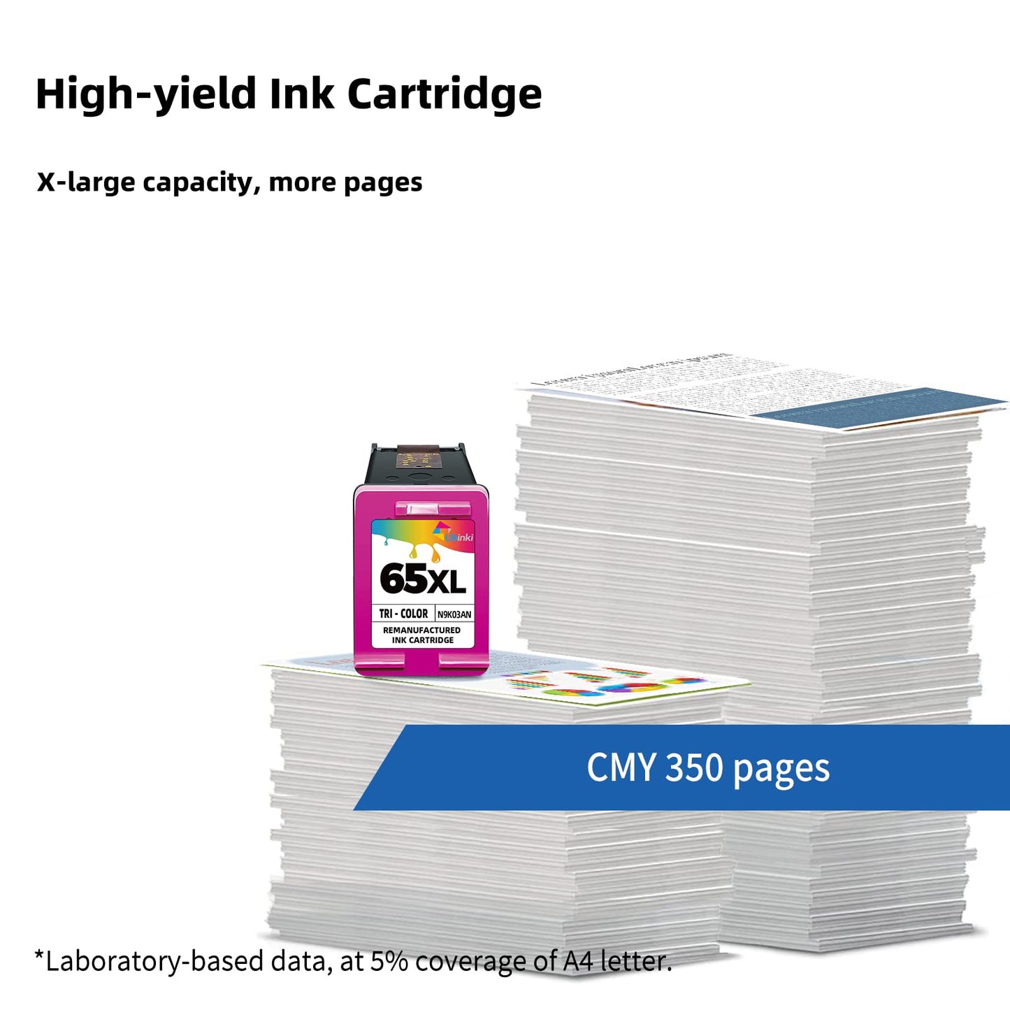 Ubinki 65XL Remanufactured Ink Cartridge Replacement for HP 65 XL 65XL HP65XL HP65 (Tri-Color, 2-Pack) Work with 5000 5055 3755 3700 3772 3722 2600 3752 2652 2655 2622 5052 5010 5014 Printers