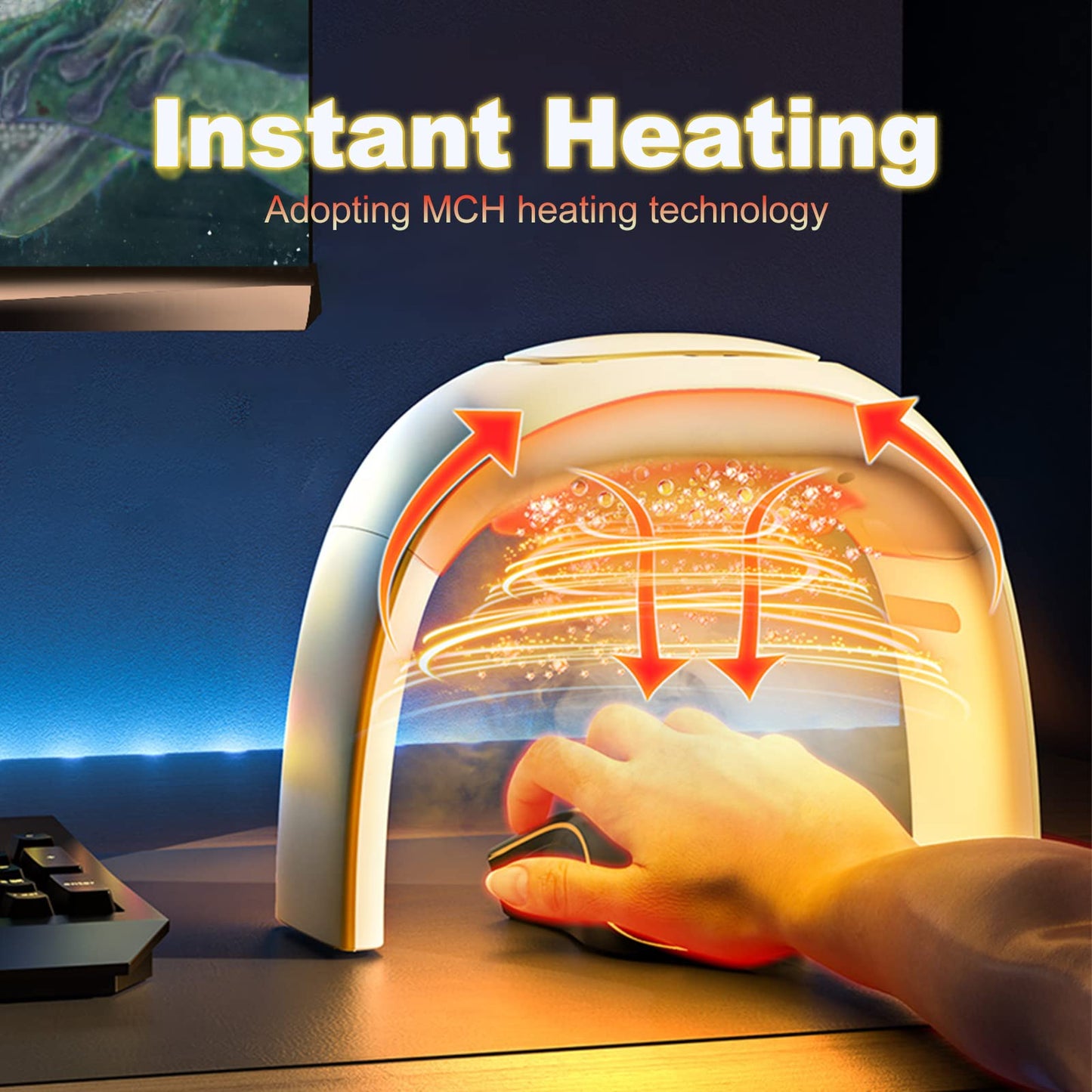 Nediea Mouse Pad Hand Warmer, 110V 100W Foldable Electric Warming Heater for Office Desk, Gaming Desk Accessories (White)