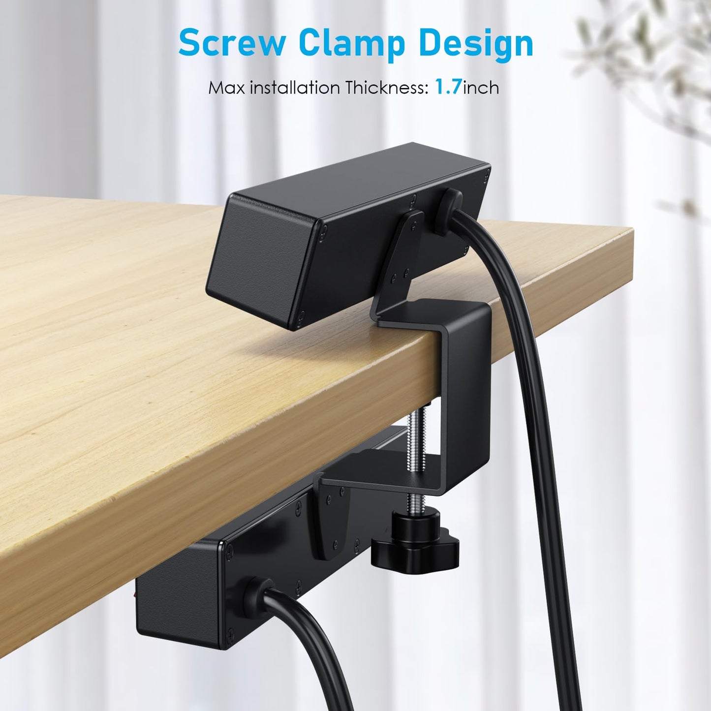 Desk Clamp Power Strip with PD20W USB-C, VILONG 2 in 1 Dual Layer Under Desk Power Strip, Removable Clamp Power Socket with 10AC Outlets & Switch, 6ft Extension Cord