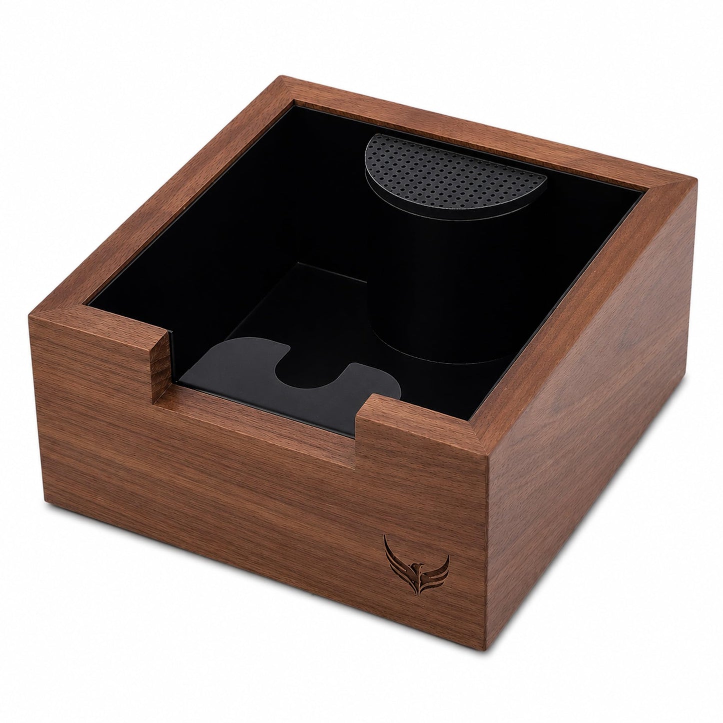 KNODOS Wooden Espresso Knock Box Walnut Dump Bin for Coffee Grounds Disposal Durable, Shock-Absorbent Espresso Machine Accessories, Easy to Clean Tamper Station