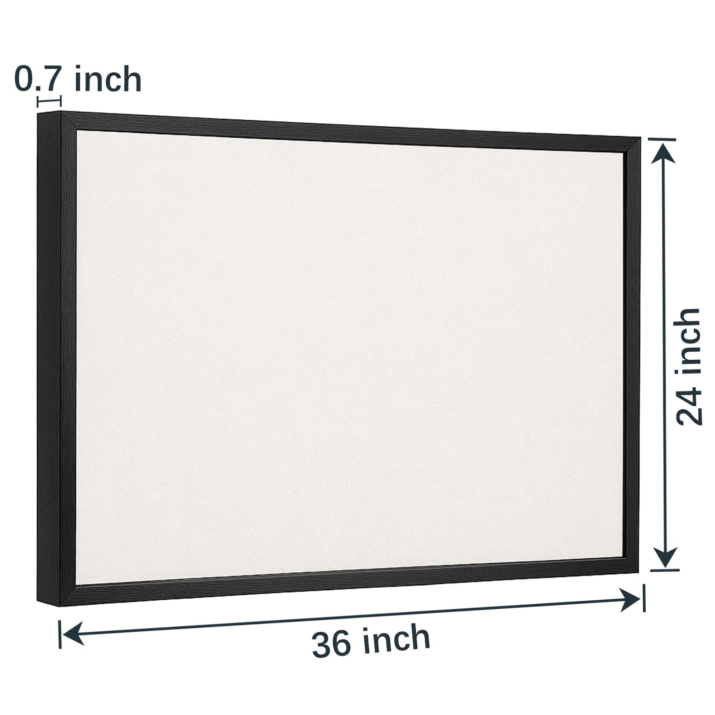 OWLKELA 24'' x 36'' Linen Bulletin Board with Black Oak Frame, Framed Cork Board for Wall, Decorative Vision Board & Hanging Pin Board for Home, Office & Classroom