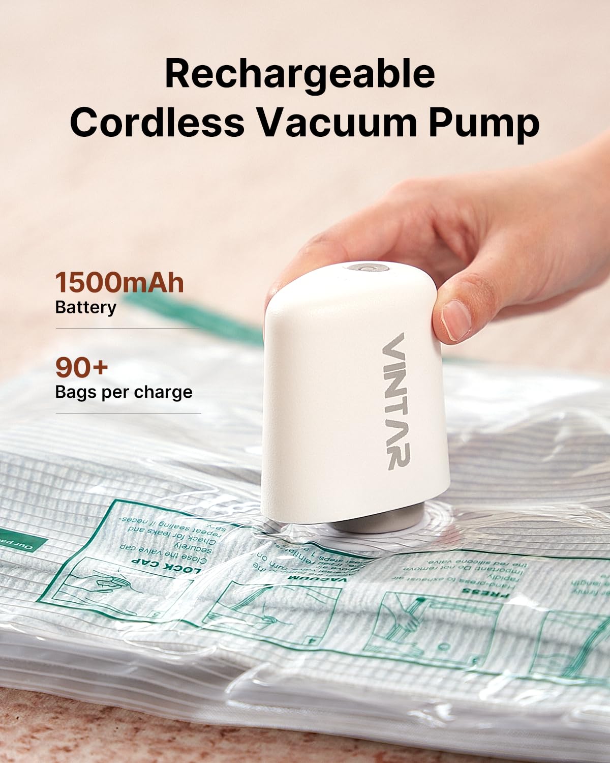 Vacuum Seal Bags for Clothing Travel with Rechargeable Cordless Pump, VINTAR 16 Pack Space Saver Vacuum Storage Bags for Clothes, Travel Compression Bags Set (4XL/4L/4M/4S) for Luggage and Suitcase