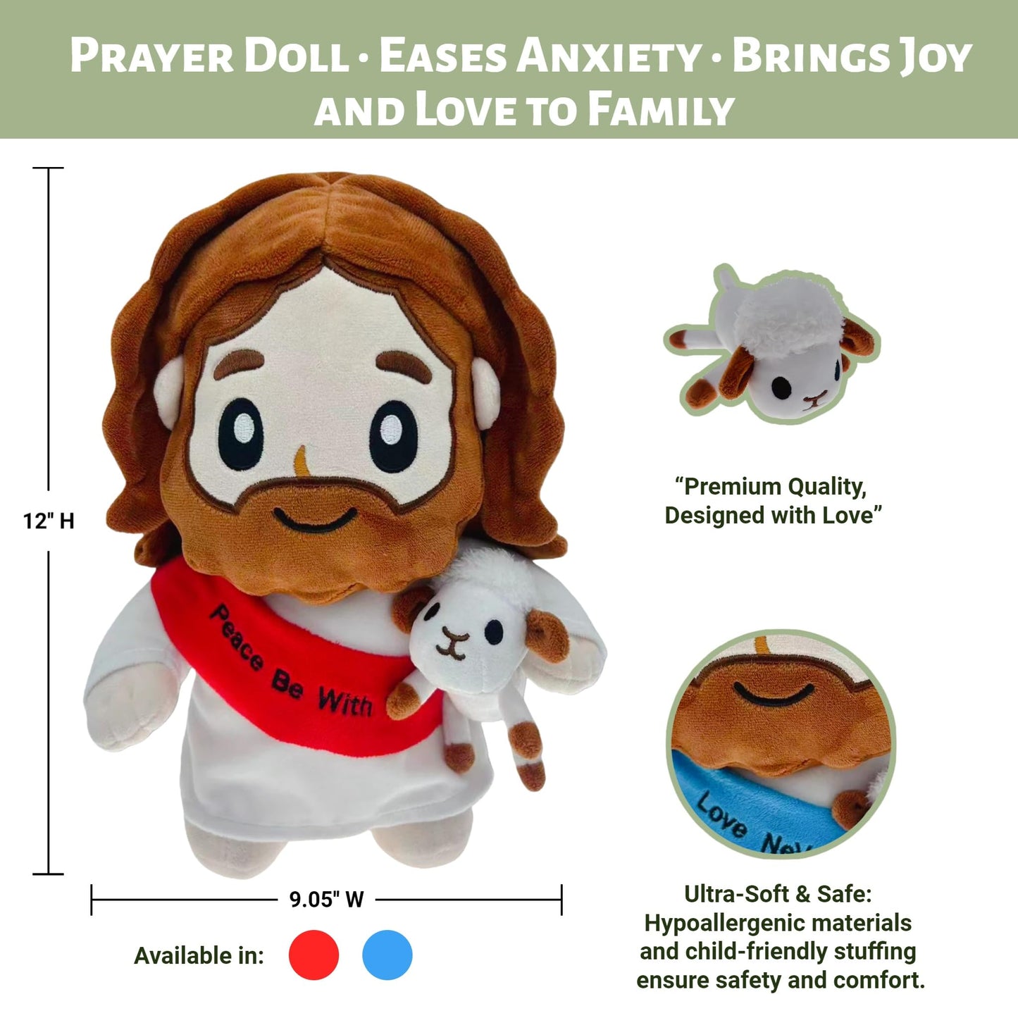 FINEJUSTOK Jesus Holding Lamb Plush Doll – Soft Jesus Plush Doll ，Inspirational Religious Stuffed Toy Shepherd Theme for Kids & Adults，Best Gift for Birthday& Christmas&Easter