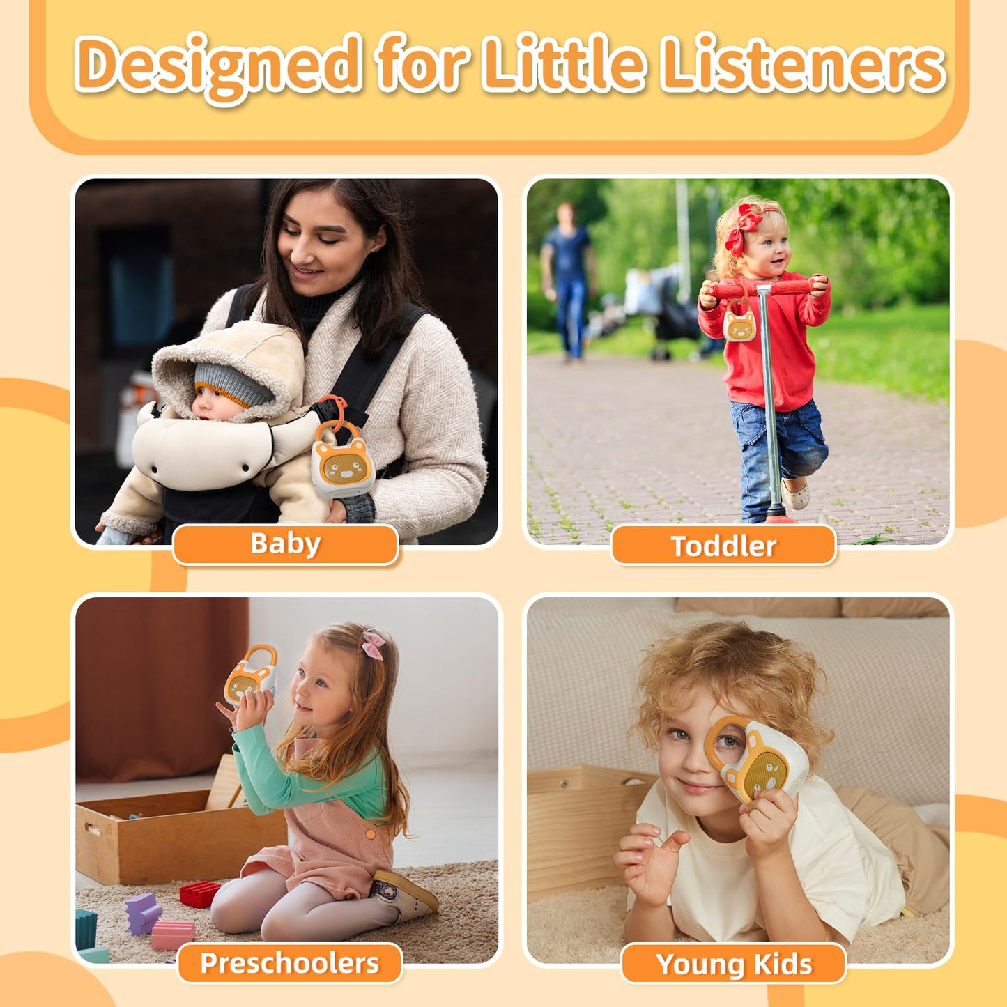 alilo Pocket Bunny Portable Sound Machine for Baby, Kids Audio Player Preloaded 120+ Stories/Music/Lullabies/Soothing Sound, 3 Timers and Memory Function Bluetooth Speaker (with Lanyard and Loop)