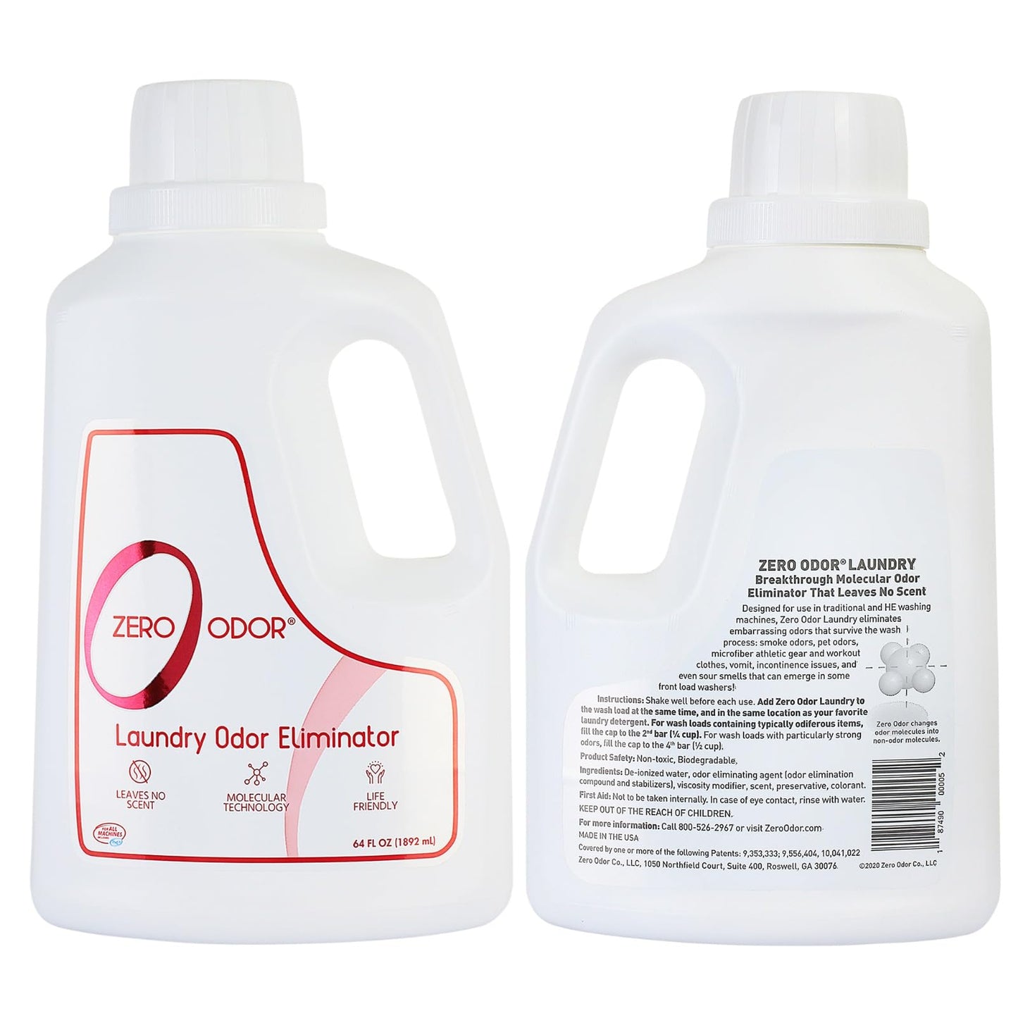Zero Odor – Laundry Odor Eliminator - Permanently Eliminate laundry Odor – Patented Molecular Technology Best For Clothes, Towels & Linens, Shoes, Bags, Etc. - rinse and refresh Again, 64oz