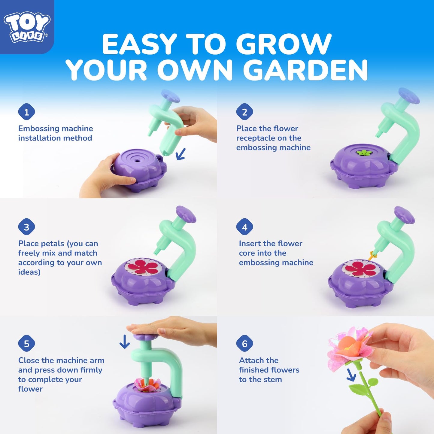 TOY Life DIY Flower Bouquet Making Kit for Girls: Creative Fabric Flower Craft Kit for Kids Age 4-8, Birthday Valentines Educational Gift for Kids Age 5 6 7