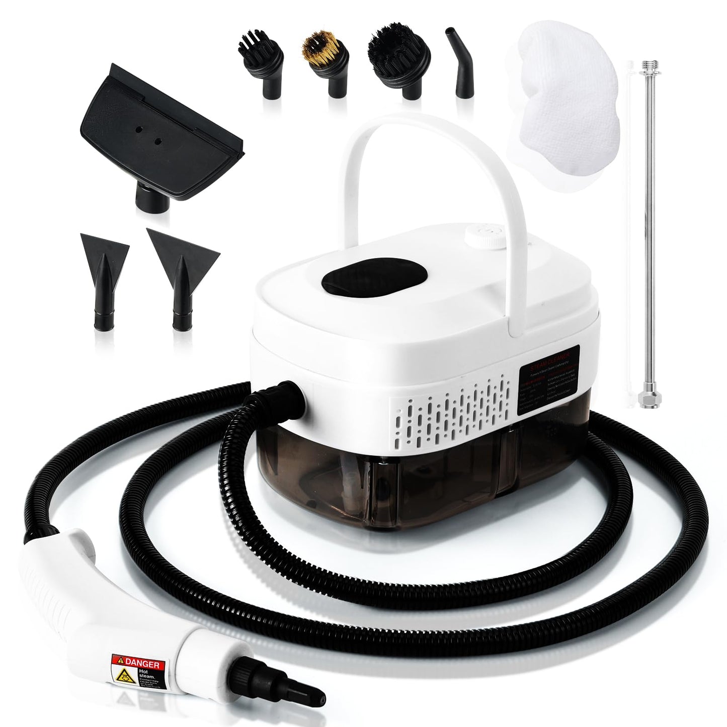 1L Handheld Steam Cleaner for Home and Kitchen Cleaning, 2500W 15s Fast-Heating & 3 Speeds, Portable Steam Cleaner Multi-Surface Deep Cleaning Supplies for Surface, Corner, Crevice (110V, White)