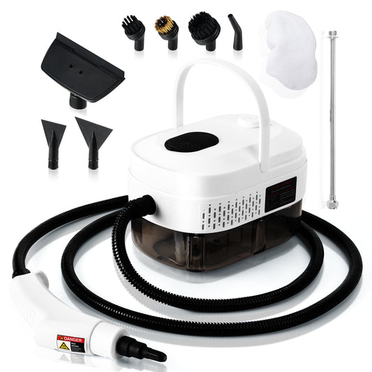 1L Handheld Steam Cleaner for Home and Kitchen Cleaning, 2500W 15s Fast-Heating & 3 Speeds, Portable Steam Cleaner Multi-Surface Deep Cleaning Supplies for Surface, Corner, Crevice (110V, White)