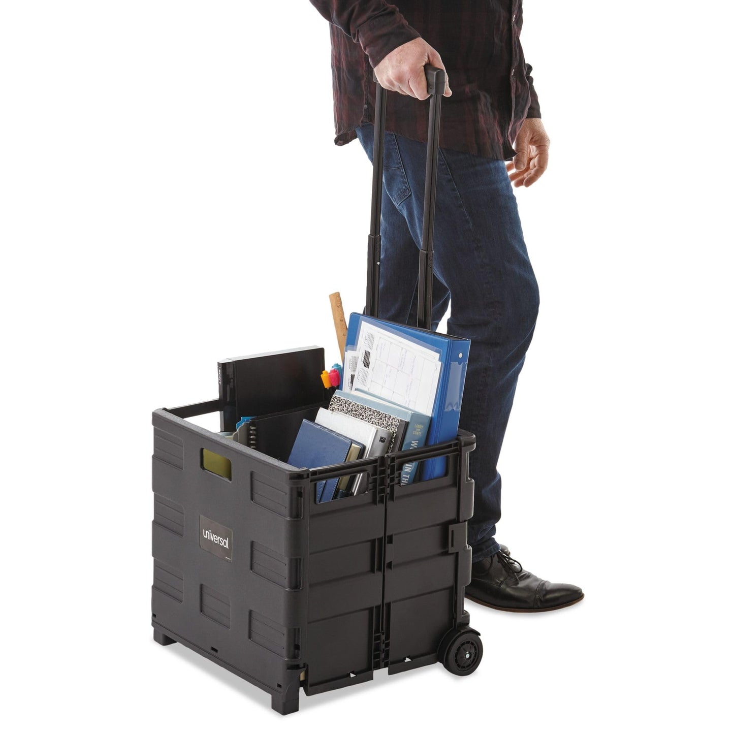 Universal Collapsible Mobile Storage Crate, 18.25" x 15" x 39.4", Black