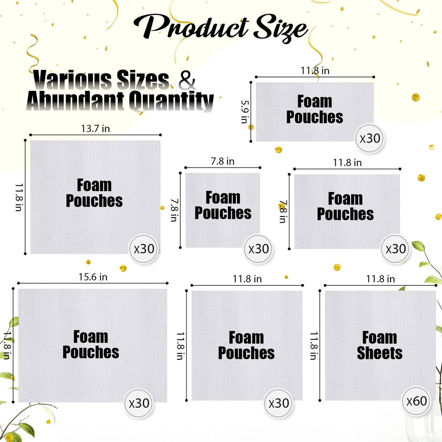 Frienda 240 Pcs Dish Packing Supplies for Moving 60 Foam Sheets 180 Pcs 6-size Plate Sleeves Protective Cushion Pouches for Shipping, Storing Glassware, China & Dinnerware
