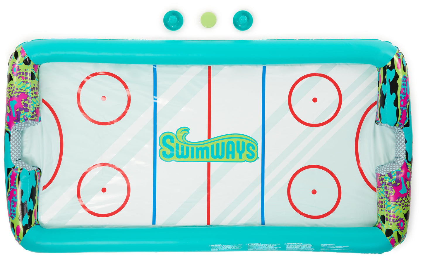SwimWays Hydro Hockey Inflatable Water Floating Table Hockey Set, Pool Toy for Kids Ages 5+