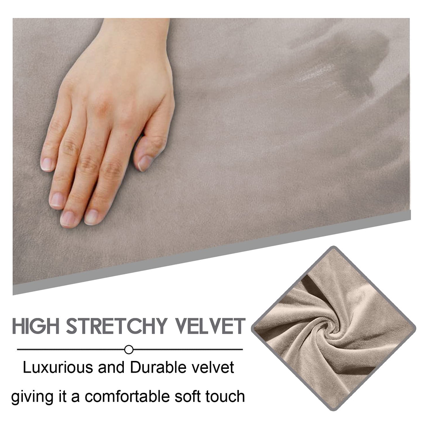 ULTICOR Velvet 8-Pieces Recliner Sofa Covers Stretch Reclining Couch Covers for 3 Cushion Reclining Sofa Slipcovers Furniture Covers Thick Soft Washable (3 Seater Recliner Cover, Taupe)