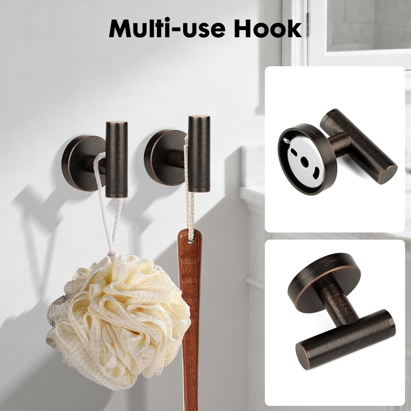 Ntipox Oil Rubbed Bronze Bathroom Hardware Accessories Set 5 Piece, Stainless Steel Towel Bar Set 24 Inch,Toilet Paper Holder,Towel Ring Holder,Towel Rack Set,Brushed Bronze Bathroom Accessories Kit
