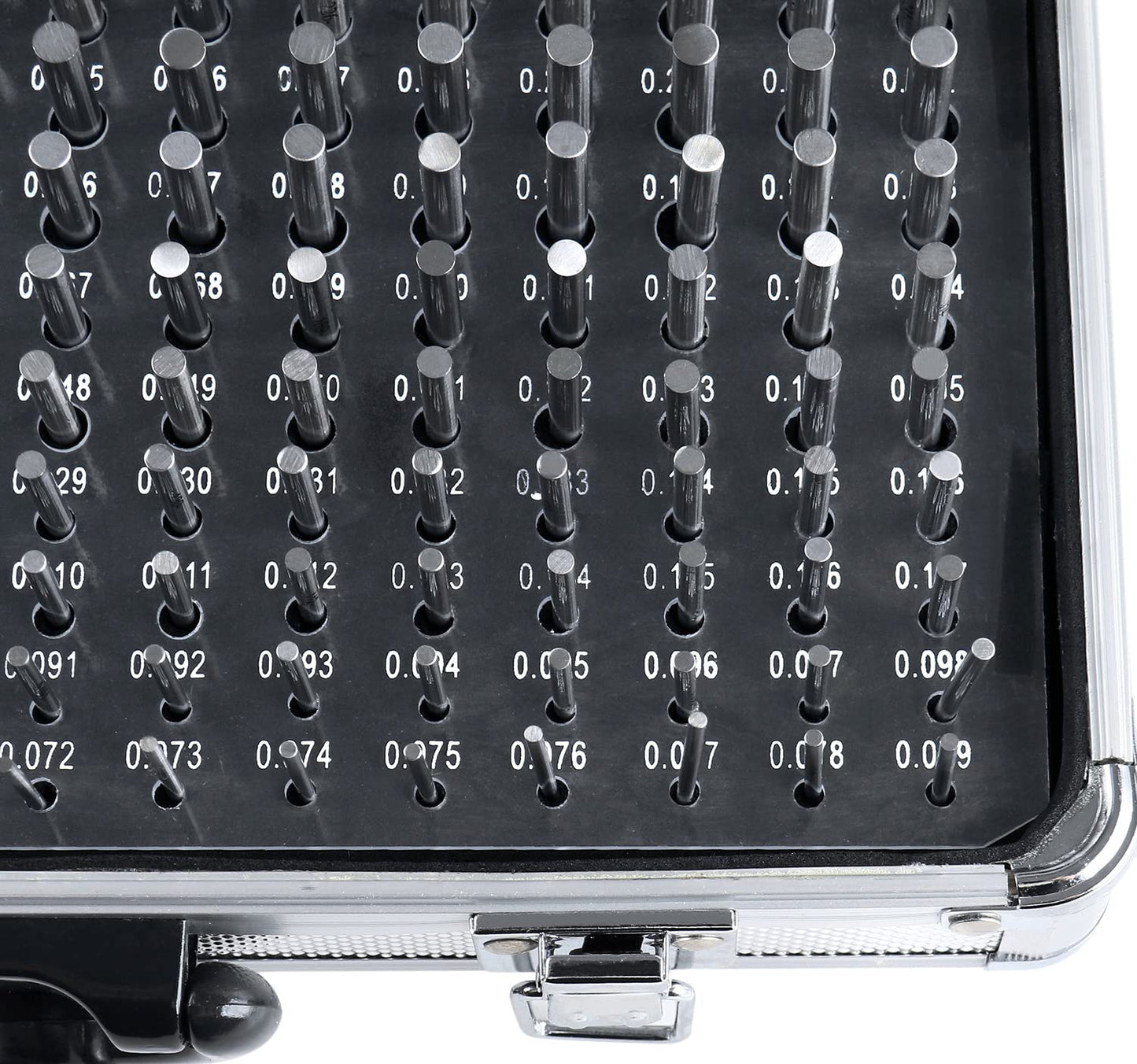 Accusize Industrial Tools - 190 Pc Precision Minus Class ZZ Pin Gauge Set, 0.061" to 0.250", 2" Length, Heat Treated, 60-62 RC, with Aluminum Case, M1(-) A