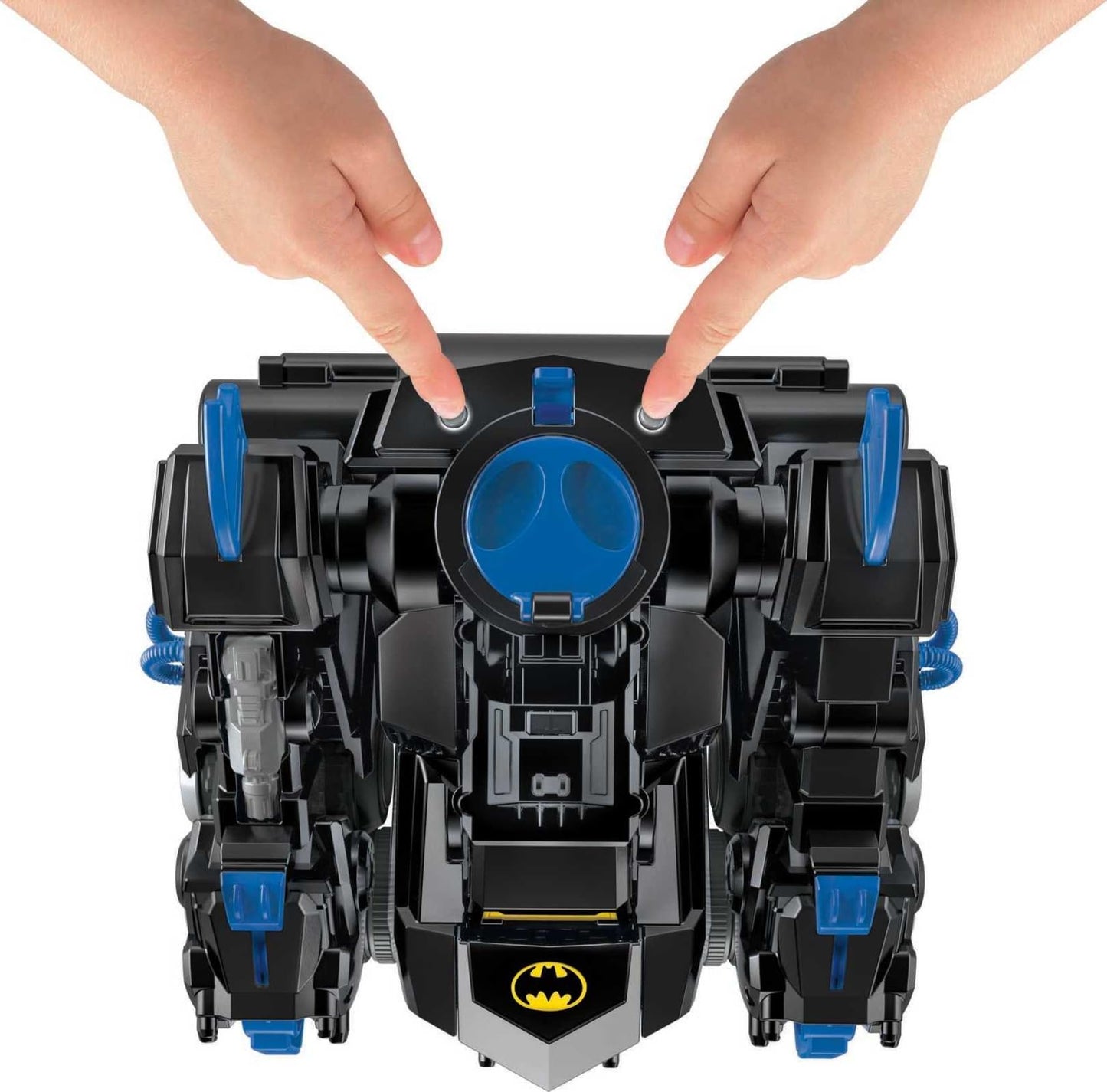 Fisher-Price Imaginext DC Super Friends RC Toy Transforming Batbot 2-in-1 Robot to Vehicle with Lights, Sounds & Phrases, Remote Controller, Plus 1 Small Figure & 4 Launcher Disks