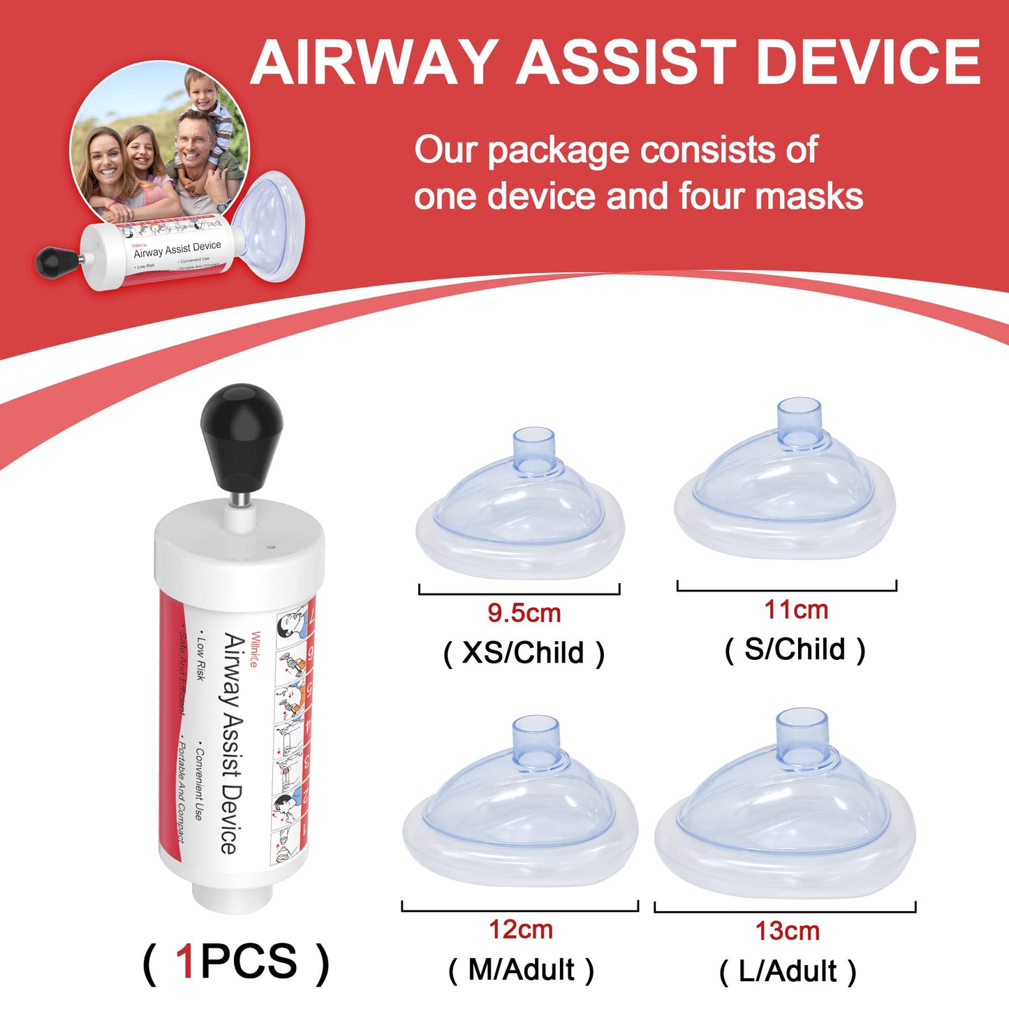 4pcs Effective Airway Assist Device Works for Removing Foreign Material, Portable Assist Kit for Child and Adults - GY Provided Travel & Home Kit