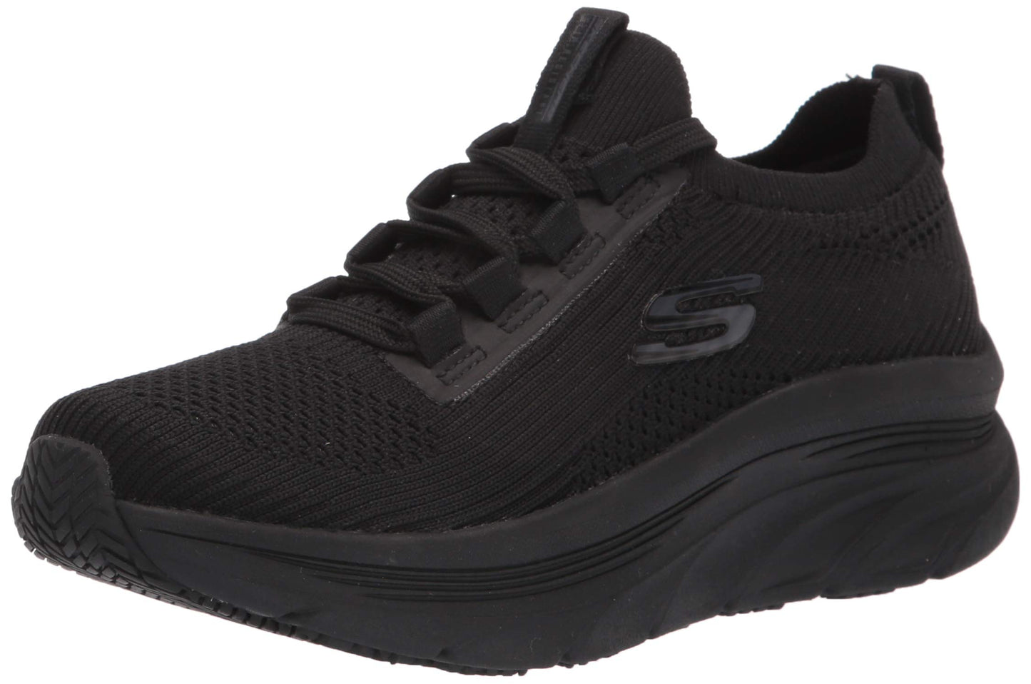 Skechers Women's Work Relaxed Fit: D'Lux Walker SR - Ozema Slip-On Sneakers, Black, 7.5 Wide