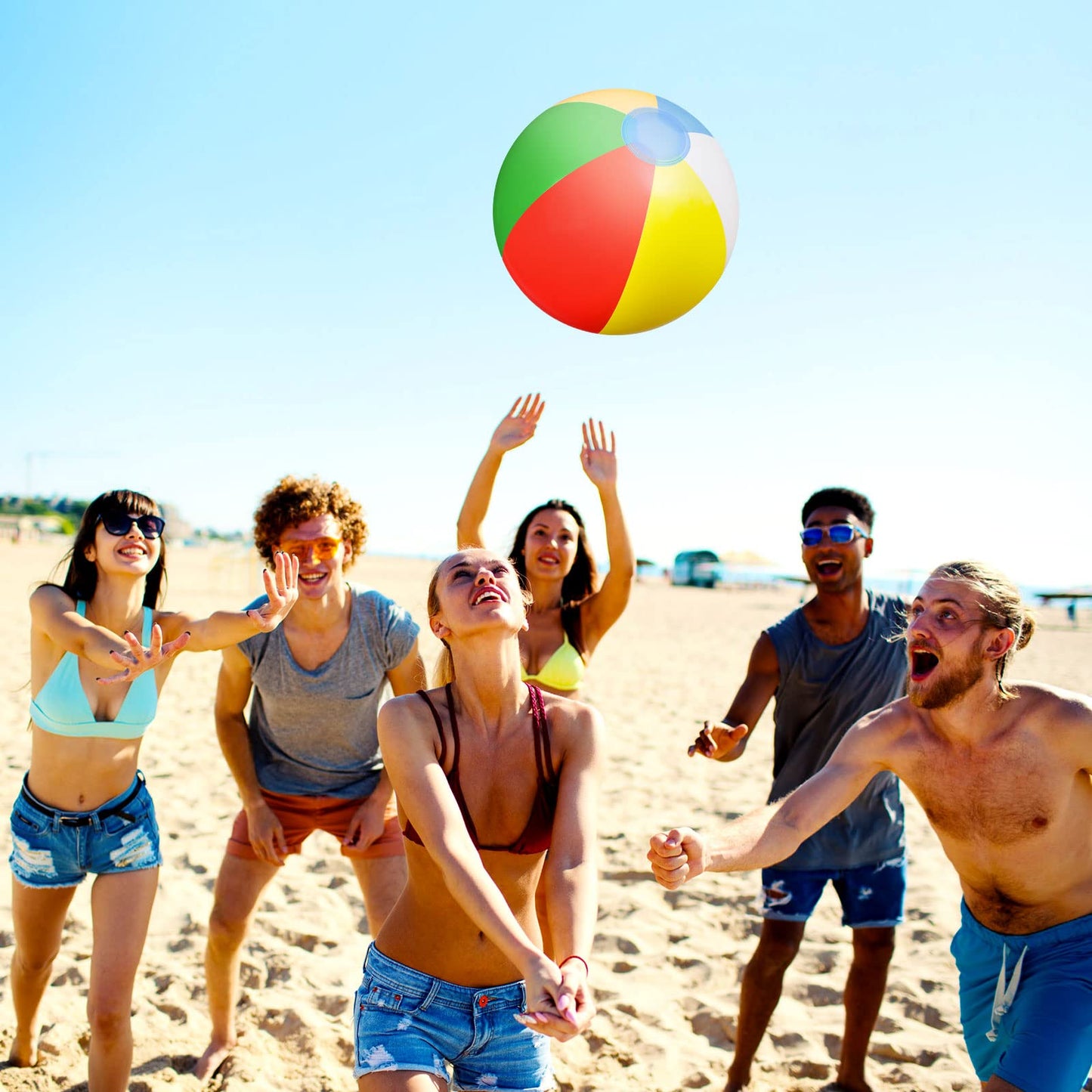 Honoson 30 Pieces 20 Inch Inflatable Beach Balls Large Blow up Pool Game Toys for Summer Swimming Party Supplies (Rainbow)