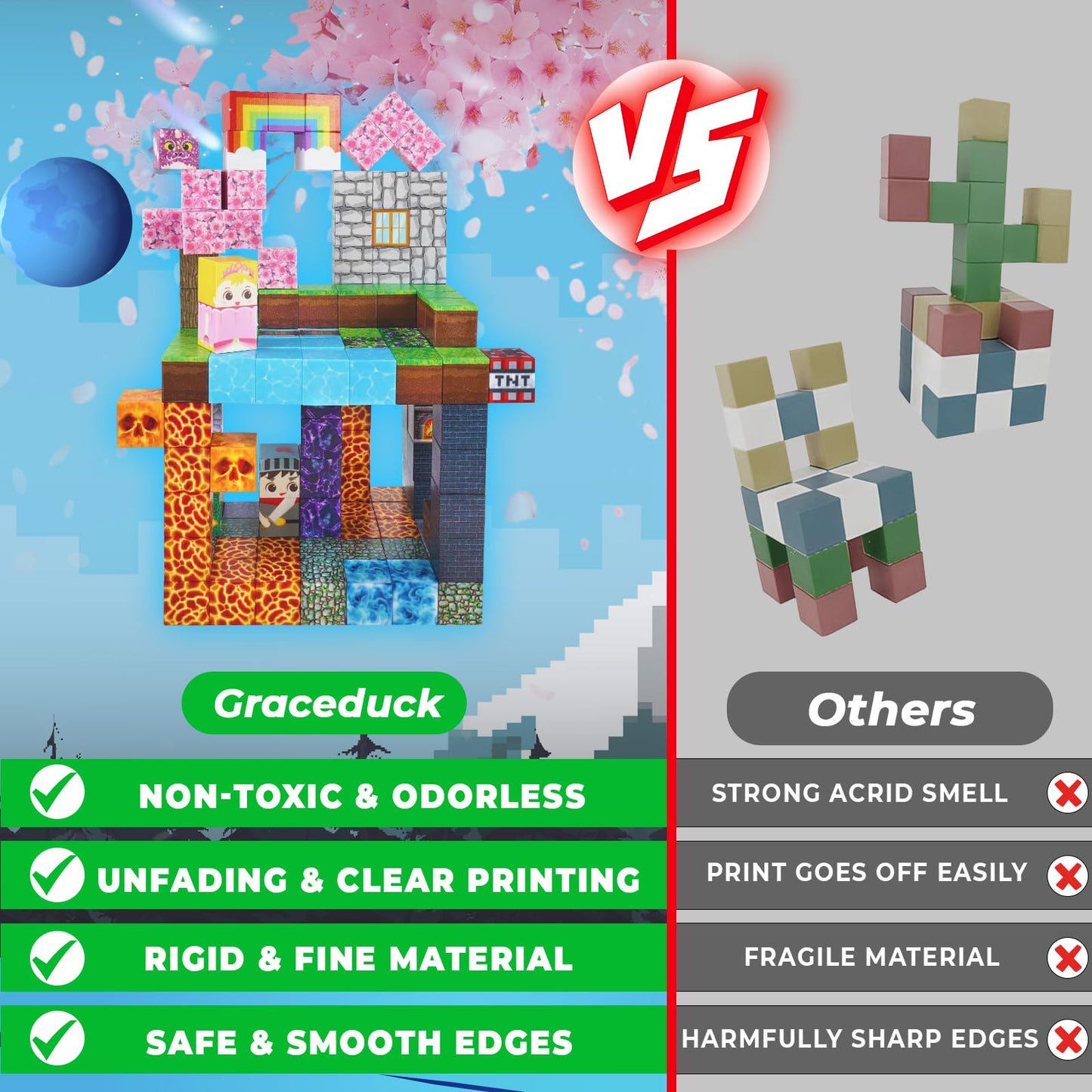 GraceDuck Magnetic Blocks - 150 PCS Build Dark Swordsman's Forest Castle - Magnetic Toys for Montessori Toddler Christmas Birthday Gifts - STEM Sensory Toys for 3 4 5 6 7 8 9 10 Year Old Boys & Girls