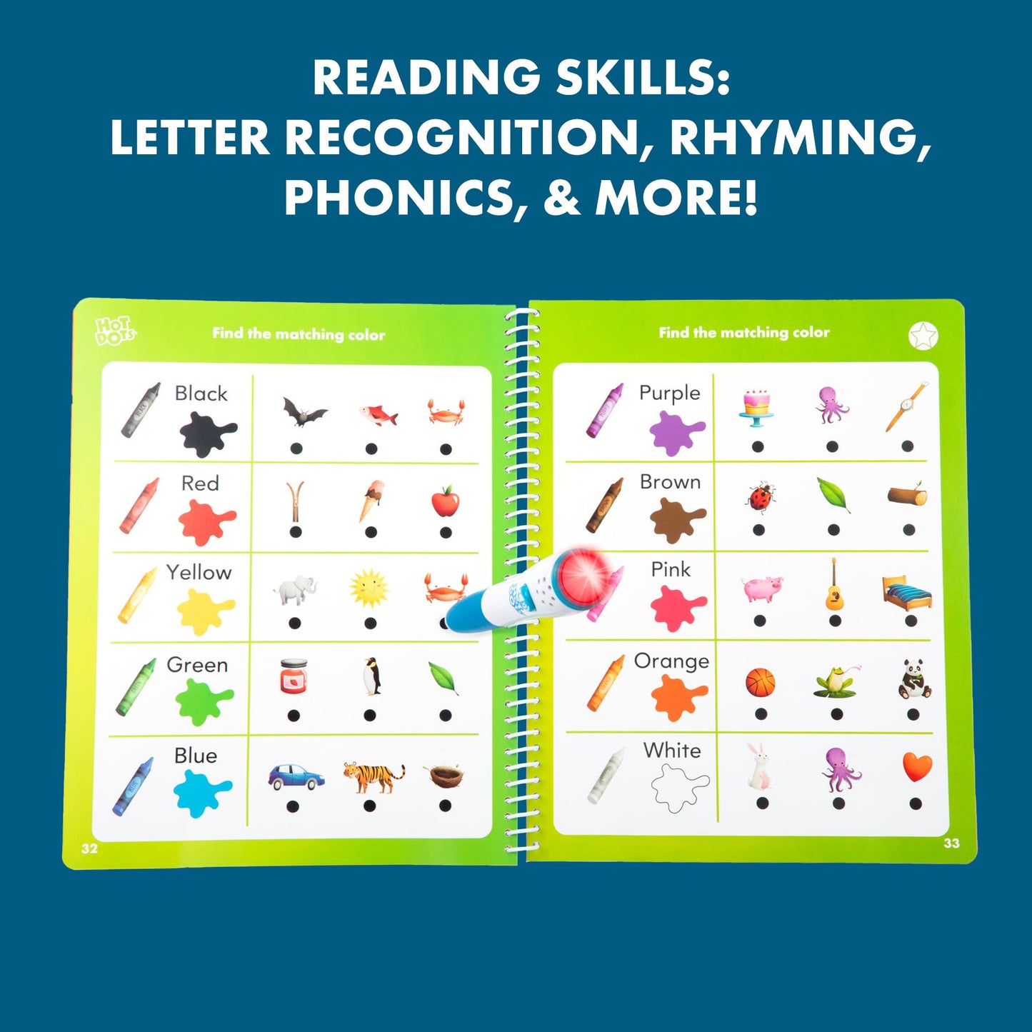 Educational Insights Hot Dots Let's Learn Pre-K Reading - Learn to Read Preschool Workbook with Interactive Pen, Kids Travel Activity, Ages 3+