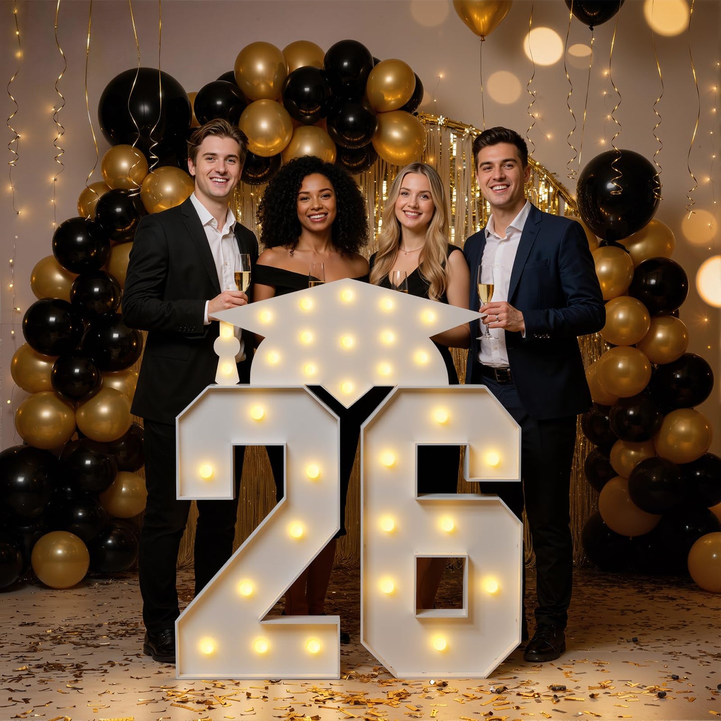 Graduation Decorations Class of 2026, 3FT Light Up Marquee Number 26, Big Marquee Letters 26 Sign for Grad Graduation Decoration Party for Preschool High School College