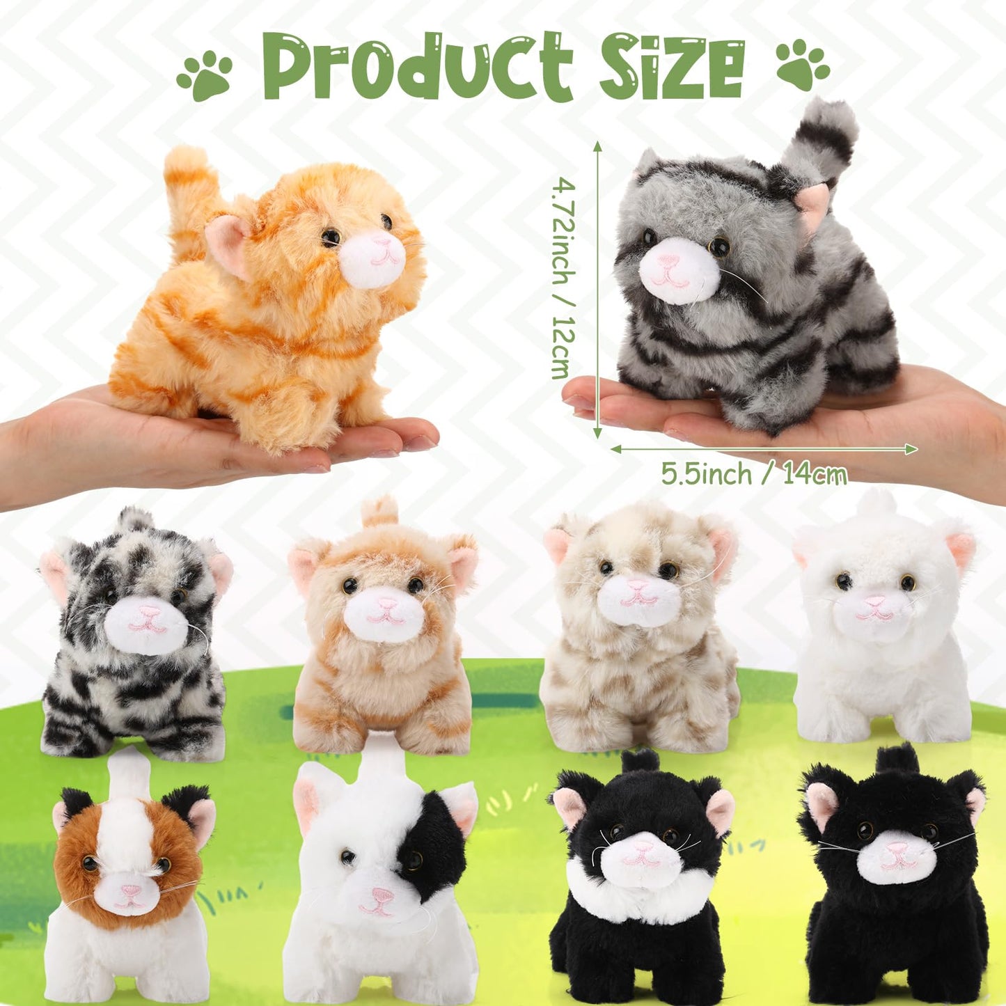 Lenwen 10 Pcs Cat Stuffed Animals Bulk Soft Cuddly Kitten Plush Sets Smitten Kittens Assorted Fluffy Stuffed Cats for Kiddos Birthday Valentine‘s Day Gift Party Goodie Bags Stuffers(Standing Style)