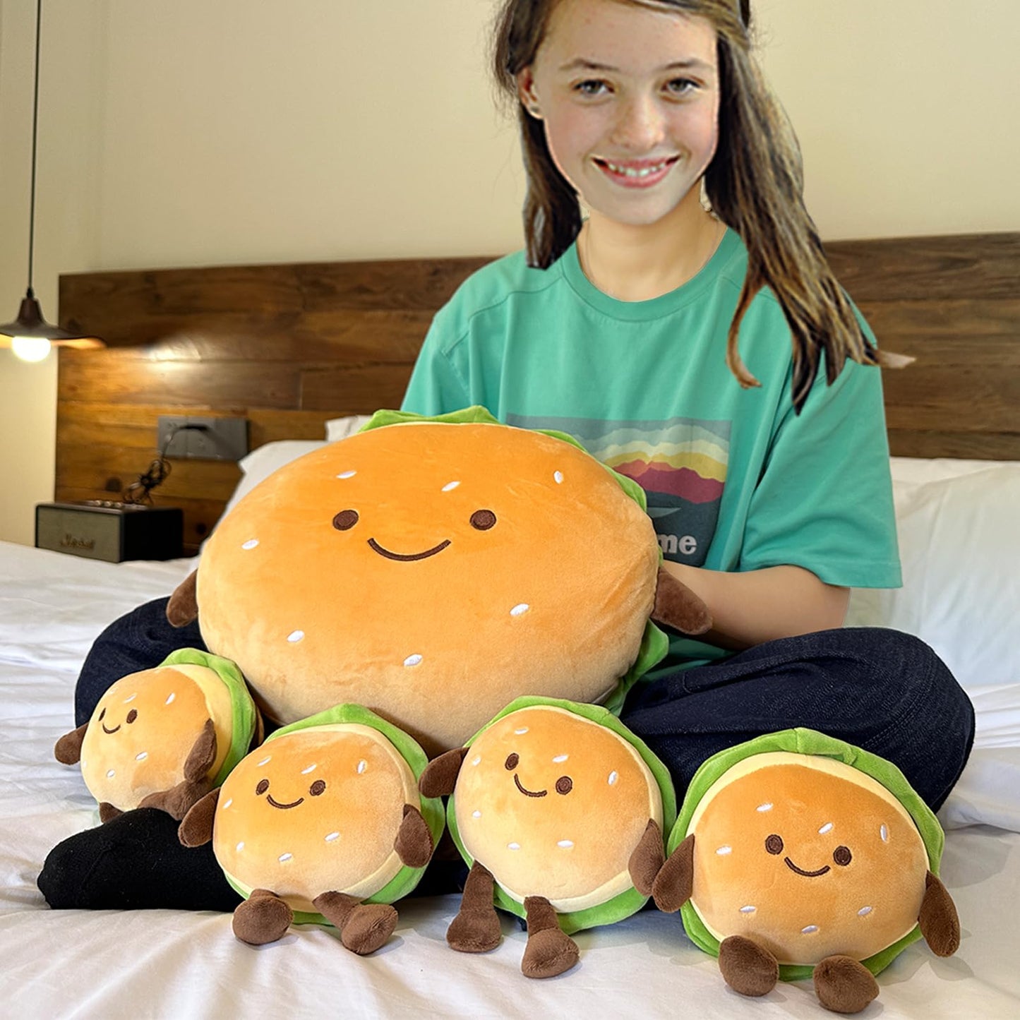 Goylmc Hamburger Plush Pillow - Hamburger Stuffed Pillow - Food Plush Pillow - Home Decoration Christmas Birthday Gift for Kids Boys Girls (13.7")