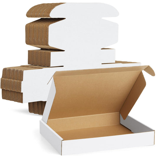 Famagic 30 Pack 13x10x2 Inch Small Shipping Boxes White Corrugated Cardboard Boxes Mailer for Small Business, Mailing Boxes for Packaging Bulk