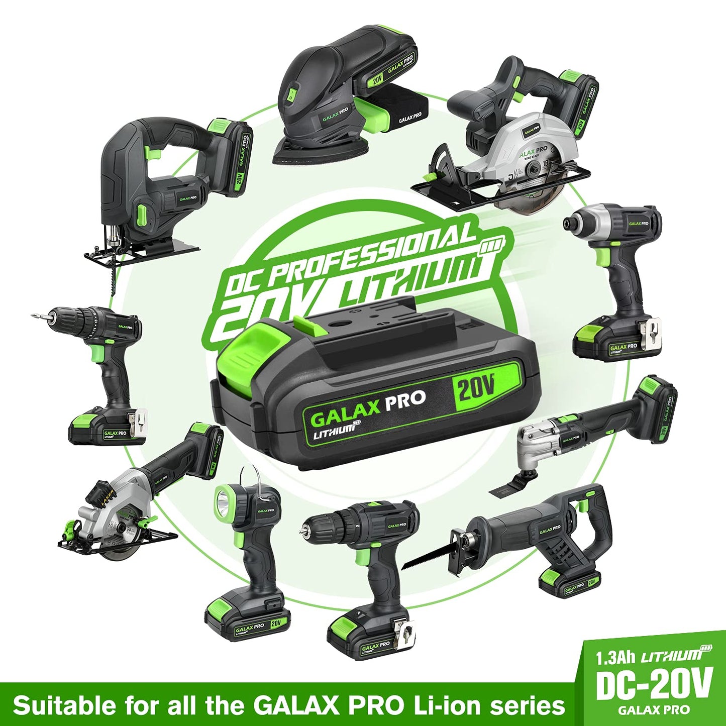 GALAX PRO Cordless Reciprocating Saw with 20V 2.0Ah battery, 0-3000RPM Variable Speed Power Reciprocating Saws with 7/8" Stroke Length,5pcs Zallsaw Blade for thin wooden board, soft metal Cutting