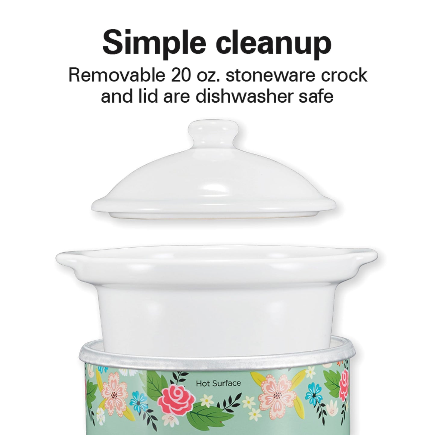 Hamilton Beach Party Dipper Electric Food Warmer Twin Pack, Great for Entertaining and Gifts, 20 oz. Capacity, For Desserts, Dips, Sauces, Cheeses, Solid Pink and Colorful Floral Print (33102)