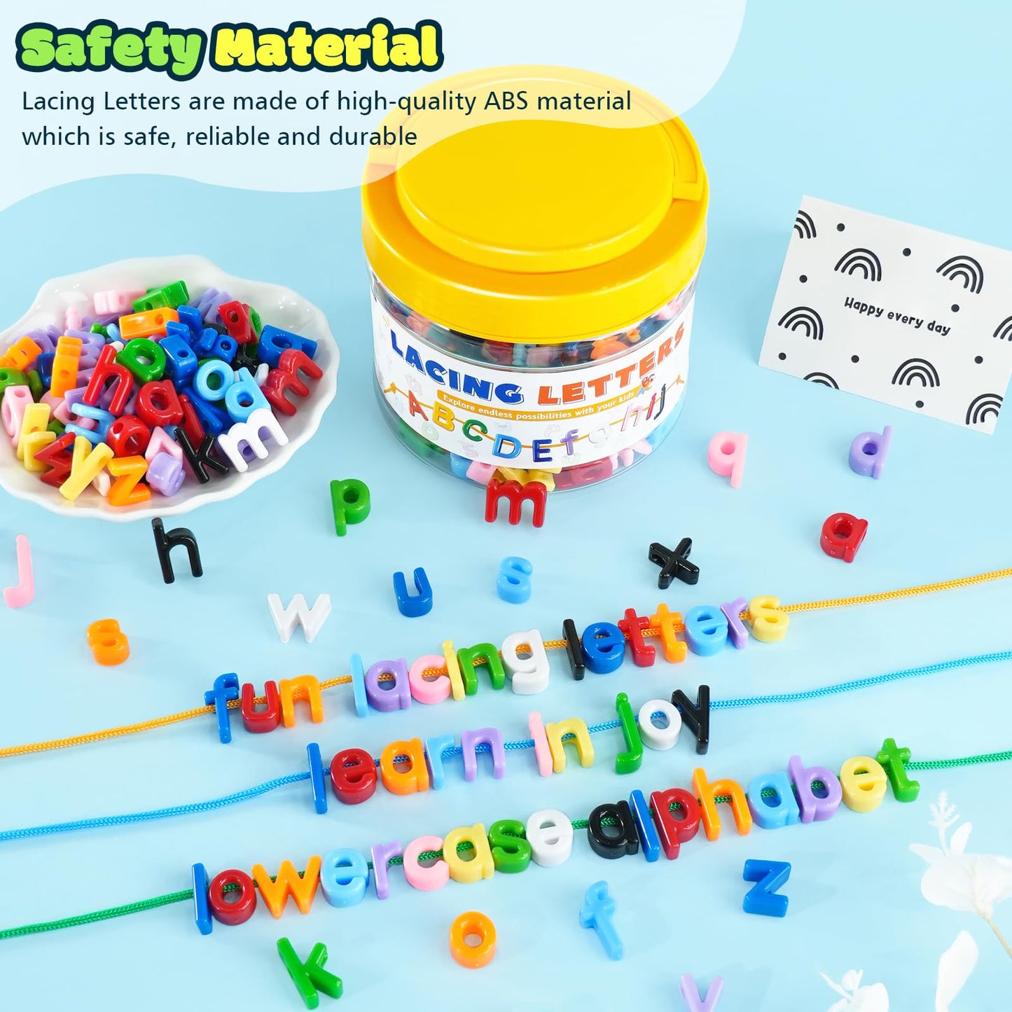 278 Pcs Lacing Letters Alphabet, Lowercase Alphabet Beads