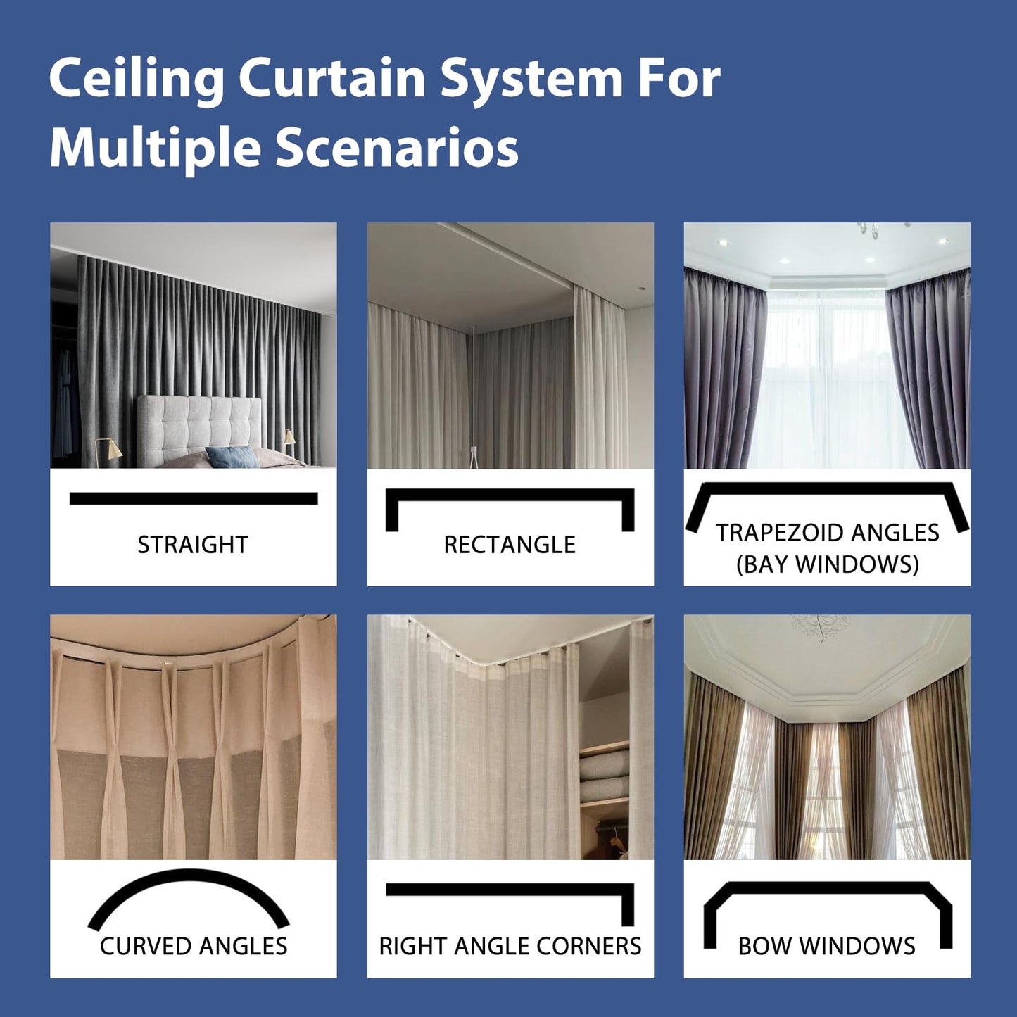 cbsroro Room Divider Ceiling Mounted Curtains Track Sets Extra Wide Blackout Curtain Flexible Tracks for Bedroom Privacy Partition Separator, 1 Panel Beige Drape and White Rail, W8.3 x H7ft