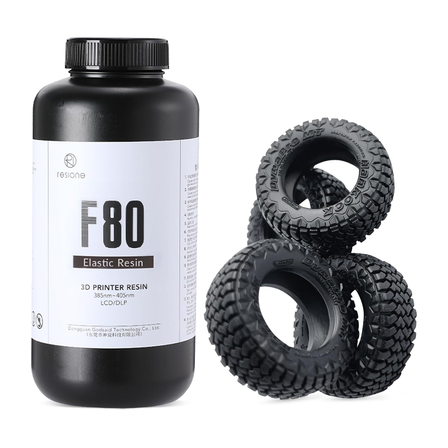 RESIONE 3D Printer Resin, F80 Elastic 405nm UV-Curing Printing Liquid with High Elongation at Break High Resilience Photopolymer Resin for LCD DLP MSLA 3D Printing (Black, 1000g)