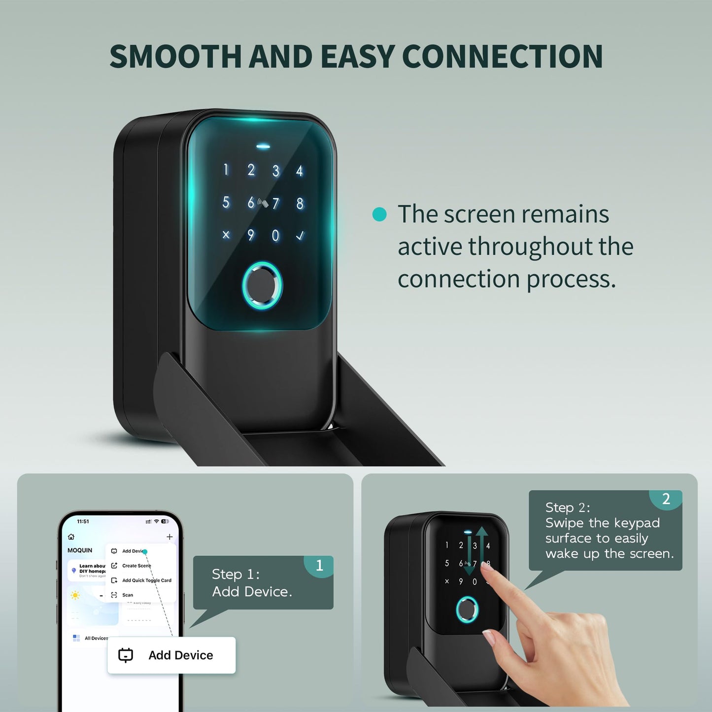 Moquin Smart Lock Box for House Keys, Fingerprint Lockbox Bluetooth Key Box with 5 Unlock Ways Fingerprint, App Control, Access Card, Passcodes, Manual Key for Airbnb & Home & Office & Garage