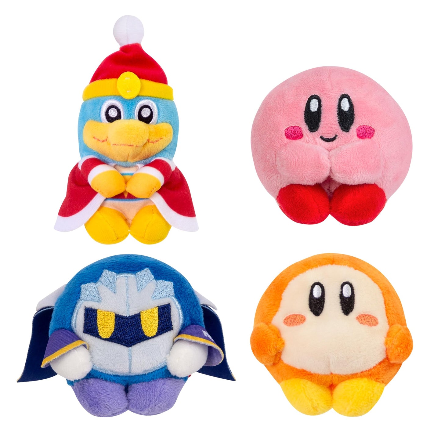 Tomy Chokkori San Kirby Mini Plush Toys - 4-Pack with Kirby, Waddle Dee, Meta Knight & King Dedede - Mini Gaming Desk Decor - Easter Basket Stuffers for Gamers - Ages 6+