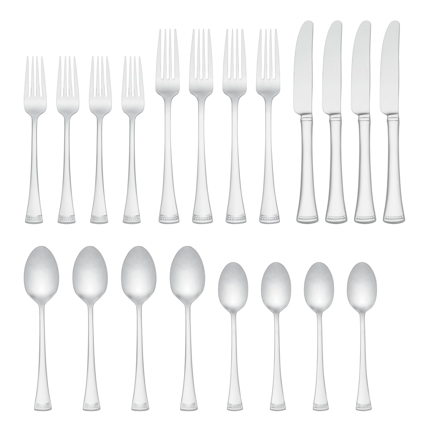 Lenox Silverware Set, Portola Mirror 20 Piece Flatware Set, Service For 4, 18/10 Stainless Steel, Dishwasher Safe, Flatware Cutlery Sets, Utensils, Knives Spoons and Forks, Home (Silver, 20 Pieces)