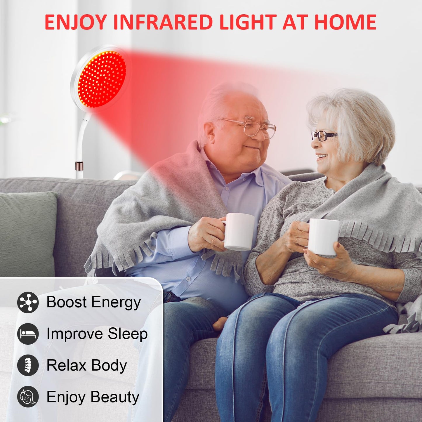 940nm Red Light Therapy for Face, Upgraded Infrared Light Therapy, 3-in-1 Chip Design & Flexible Gooseneck & Timer Function, 100LEDs Red Light Therapy Lamp for Home/Office Use