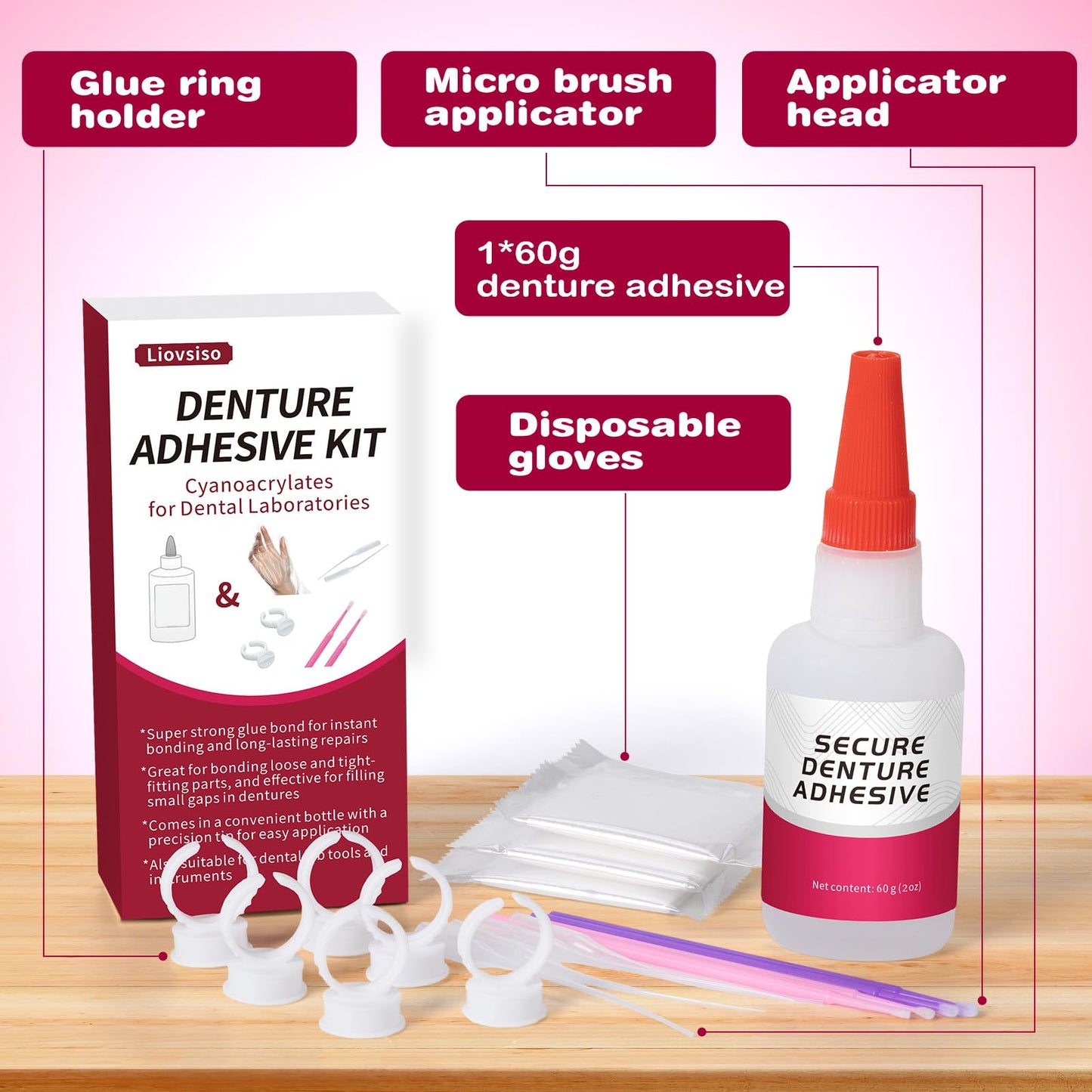 2 oz Dental Lab Instant Bonding Dental Glue, Quick Adhesive, Experience a Secure Bond That Lasts from Days to Week
