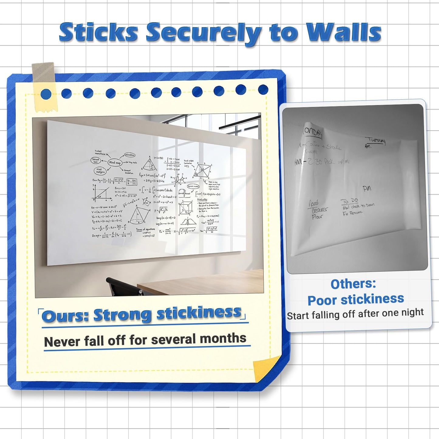 AFMAT Dry Erase Board Sticker, 48 x 36 inches White Board Wallpaper, Dry Erase Sticker for Wall, 4' x 3' Peel and Stick Whiteboard Contact Paper, Adhesive Whiteboard Roll, No Ghost, 4 Markers WS23D