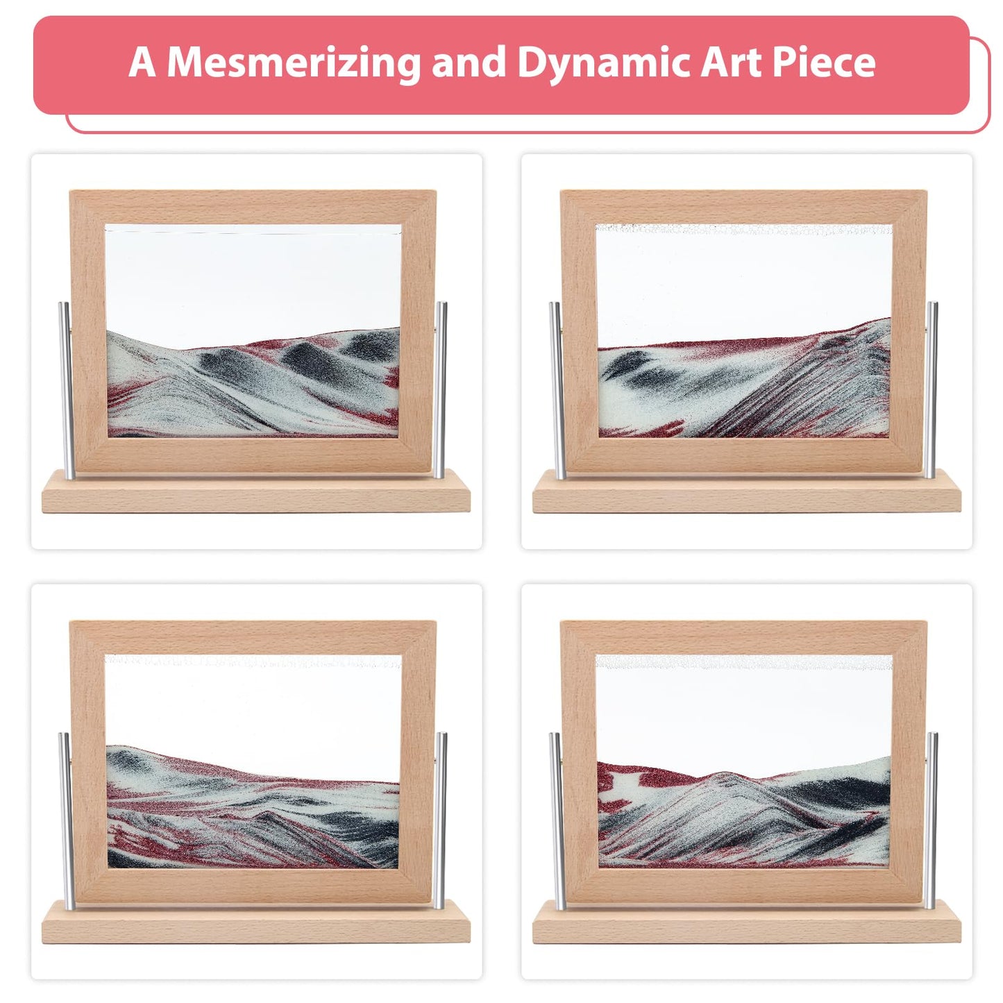 Coitak Moving Sand Art Picture, Dynamic Sand Picture, Desktop Moving Sand Art for Home Decor and Office (Rose Gold)