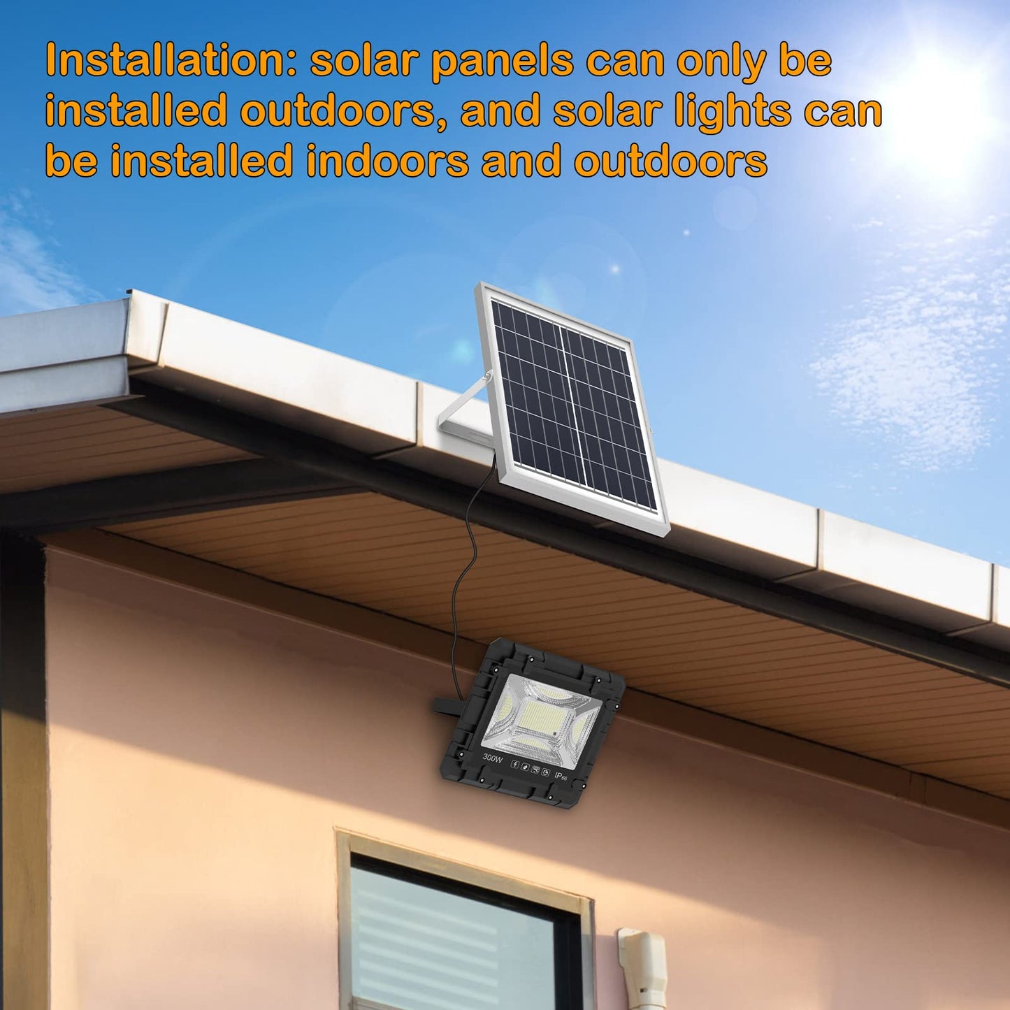 TFKK 200W Solar Street Light Waterproof, 16ft Wire 20000LM LED Security Flood Lights Outdoor, Automatic Dusk to Dawn Solar Lights Outdoor for Outside Garden Yard Path Parking Lot