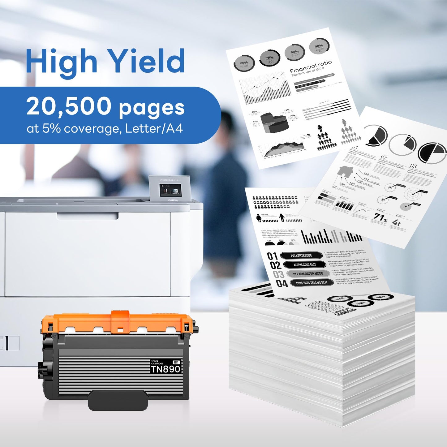 TN890 TN-890 2 Pack Compatible TN-890 Ultra High Yield Toner Cartridge Replacement for Brother HL-L6250DW HL-L6400DW HL-L6400DWT MFC-L6900DW MFC-L6750DW Printer.